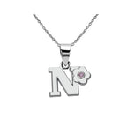 Necklace with flower pendant and initial letter