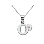 Necklace with flower pendant and initial letter