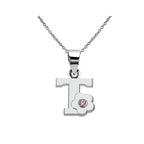 Necklace with flower pendant and initial letter