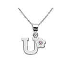 Necklace with flower pendant and initial letter