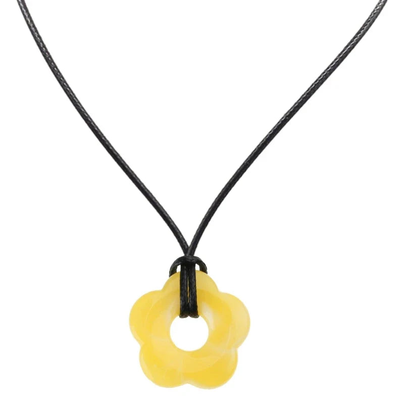 Necklace with Romantic Style Flower Pendant yellow