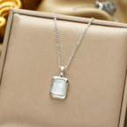 Geometric Pendant Necklace with Moonstone Zircon Silver