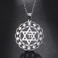 Collier avec pendentif gravé avec les symboles juifs étoile de David et Chai