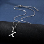 Collar con colgante inicial plateado - letra 