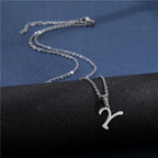 Collar con colgante inicial plateado - letra 