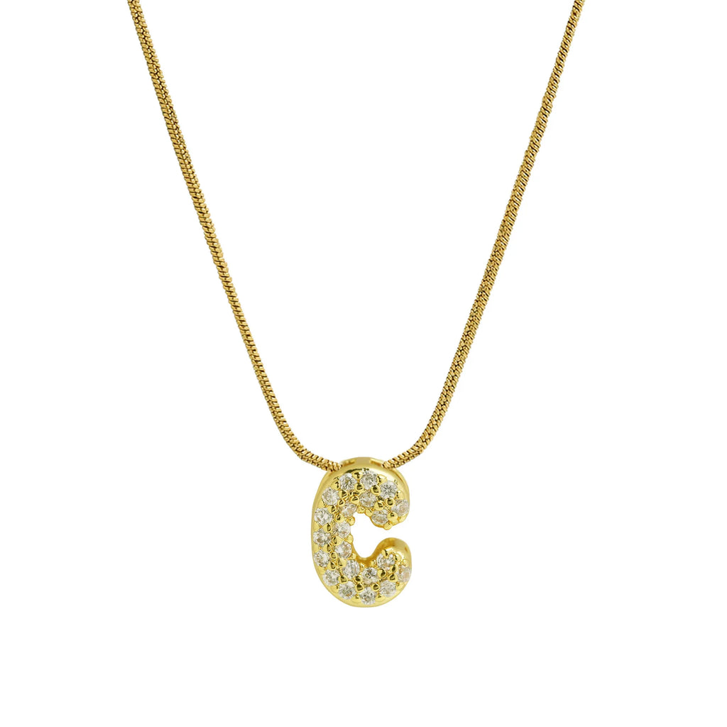 Rhinestone initial letter pendant necklace for women