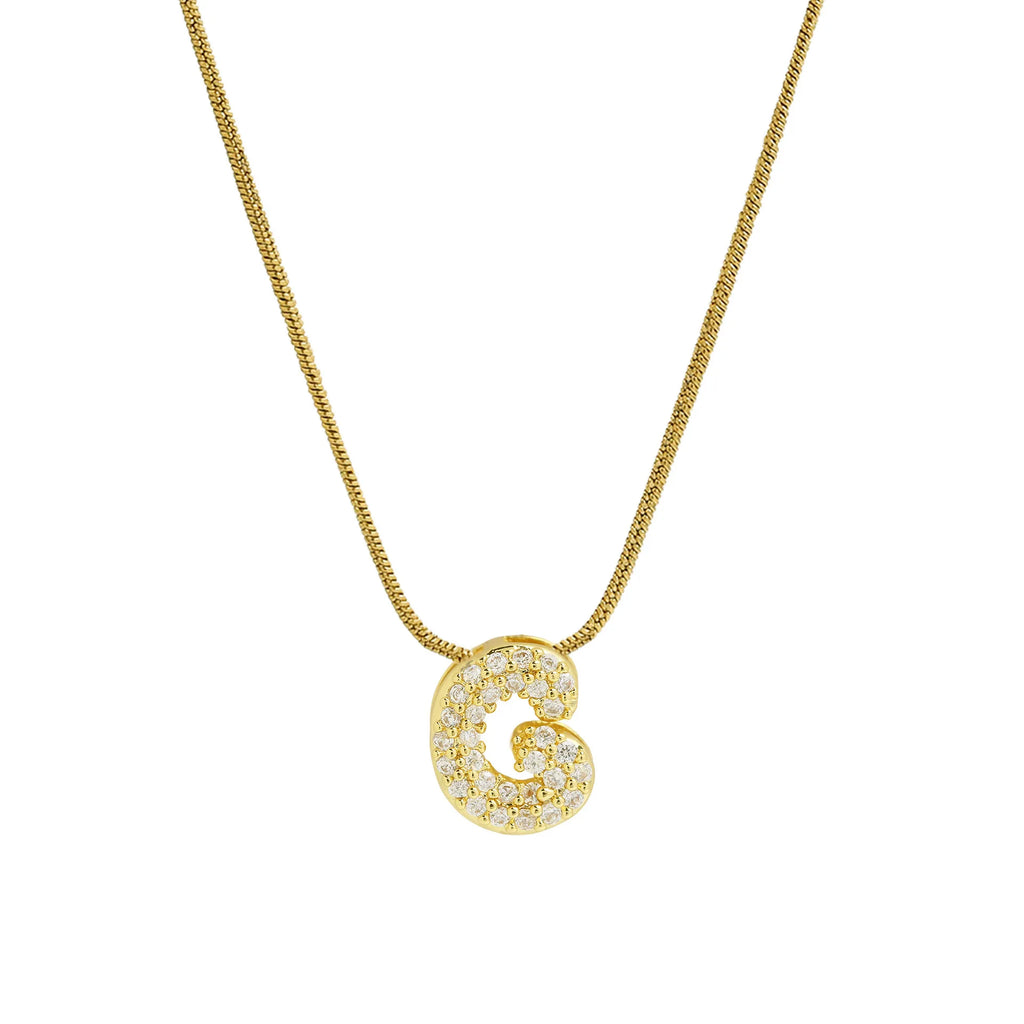 Collier avec pendentif initiale en strass g