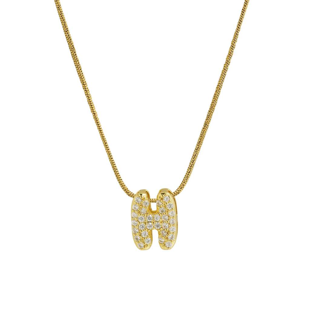 Collier avec pendentif initiale en strass h