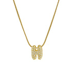 Rhinestone initial letter pendant necklace for women