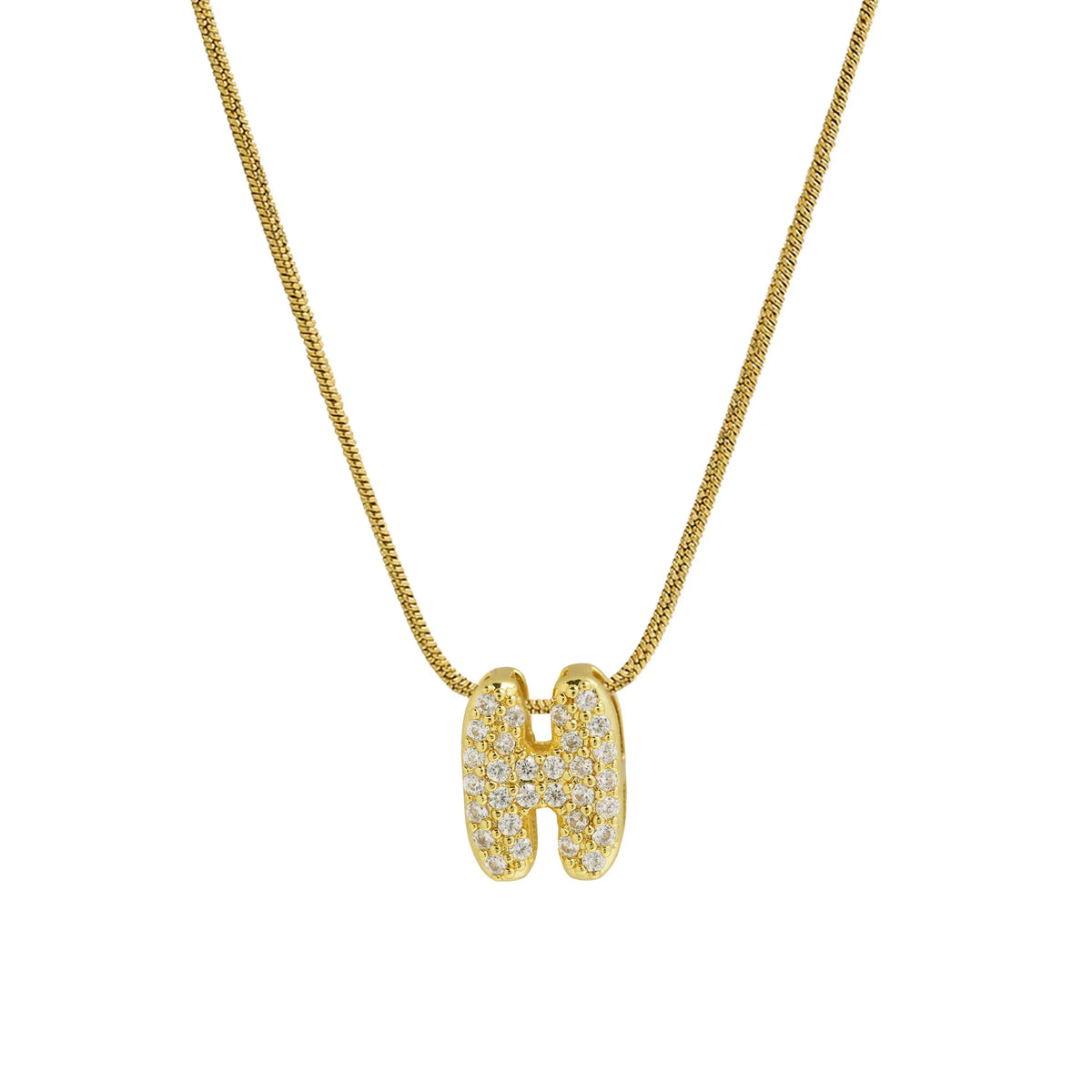 Rhinestone initial letter pendant necklace for women