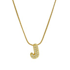 Rhinestone initial letter pendant necklace for women