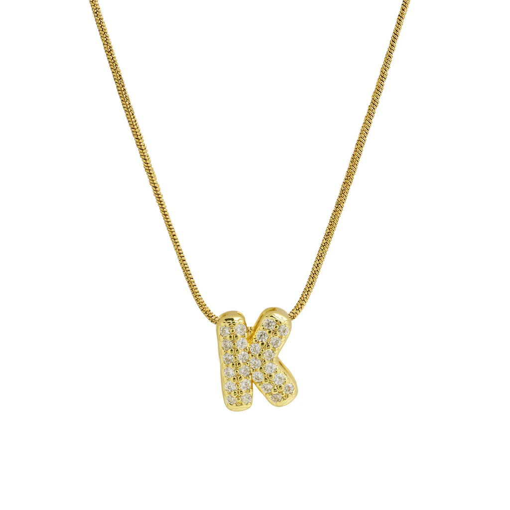 Rhinestone initial letter pendant necklace for women