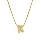 Rhinestone initial letter pendant necklace for women