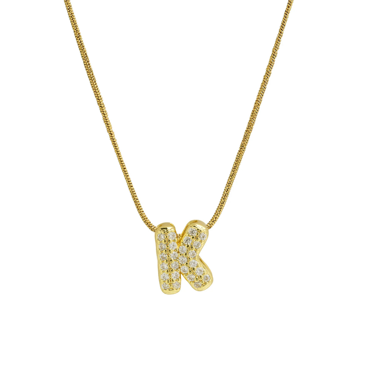 Rhinestone initial letter pendant necklace for women