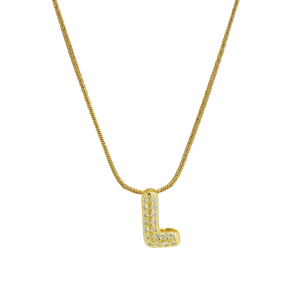 Rhinestone initial letter pendant necklace for women