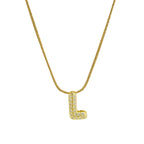 Rhinestone initial letter pendant necklace for women