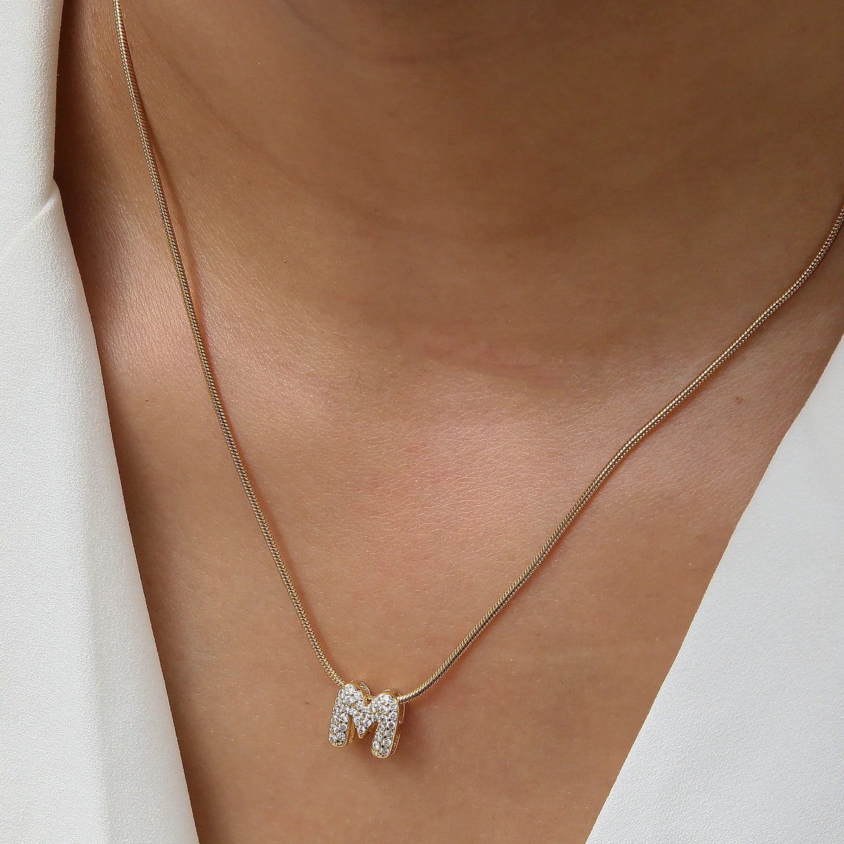 Rhinestone initial letter pendant necklace for women