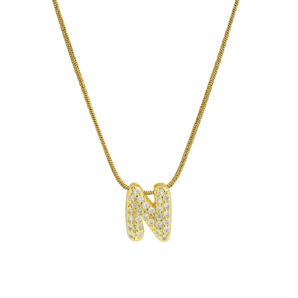 Collier avec pendentif initiale en strass n