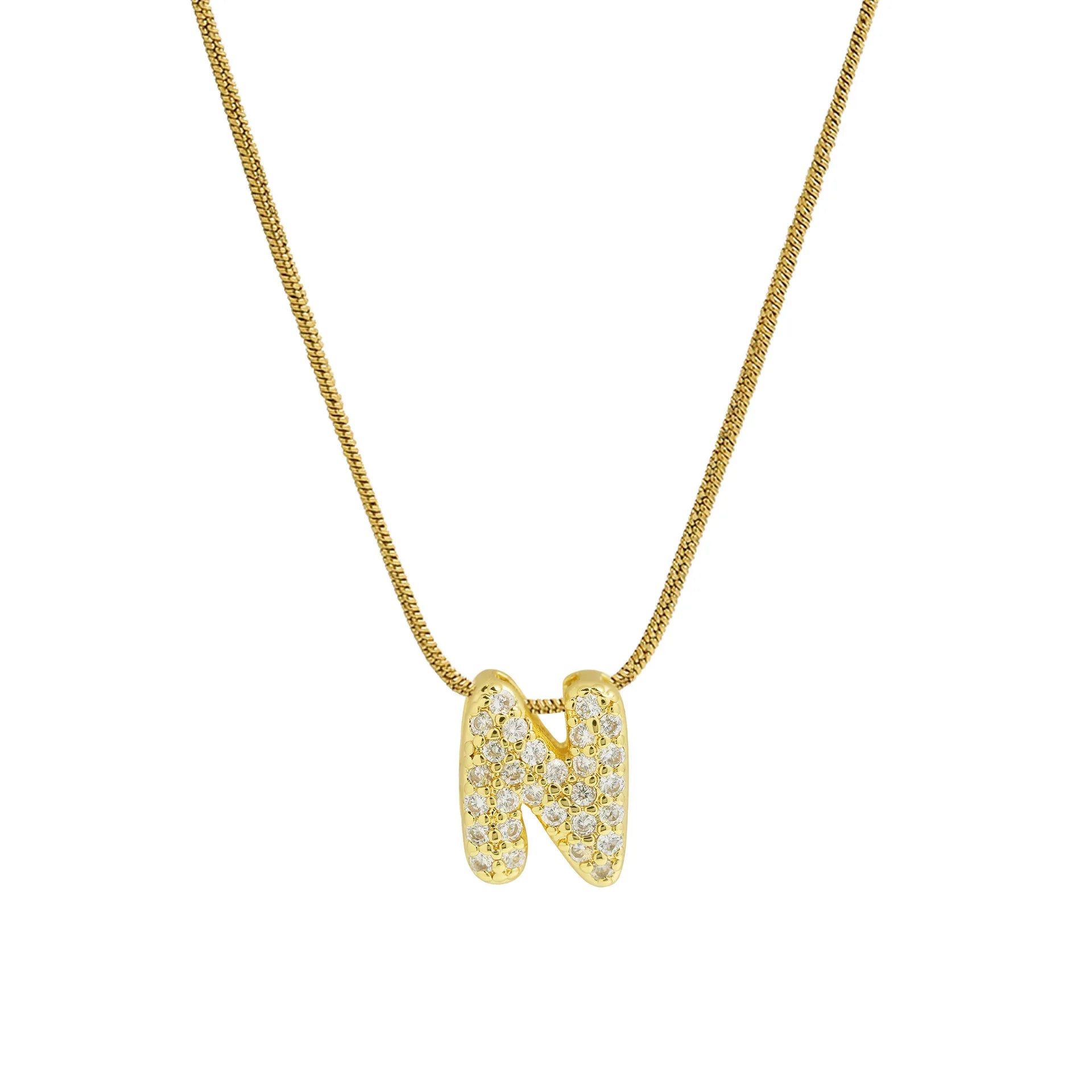 Collier avec pendentif initiale en strass n