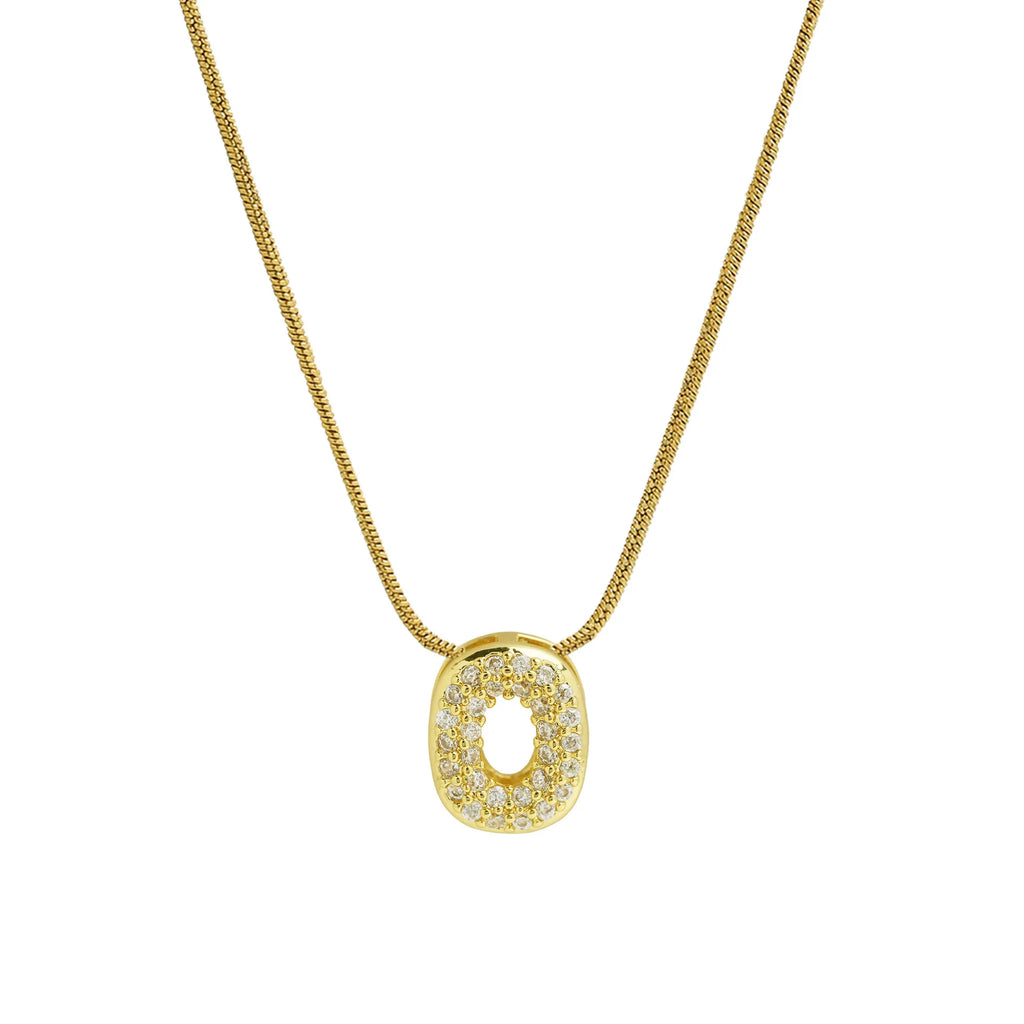 Rhinestone initial letter pendant necklace for women