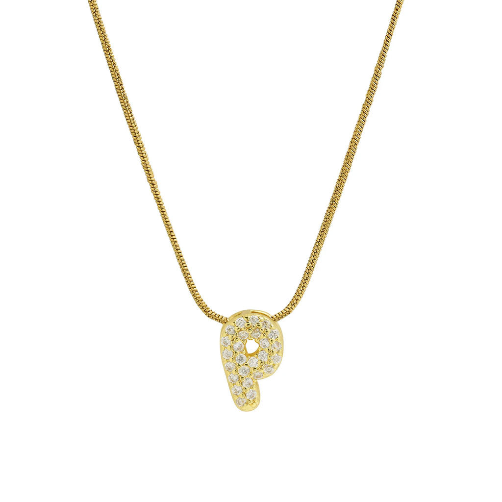 Rhinestone initial letter pendant necklace for women