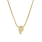 Rhinestone initial letter pendant necklace for women