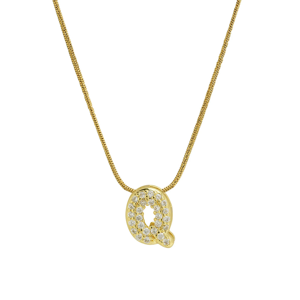 Rhinestone initial letter pendant necklace for women