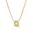 Rhinestone initial letter pendant necklace for women