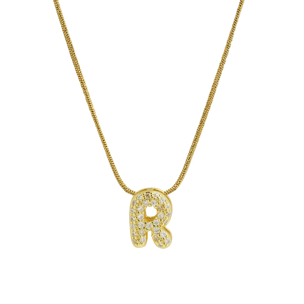 Rhinestone initial letter pendant necklace for women