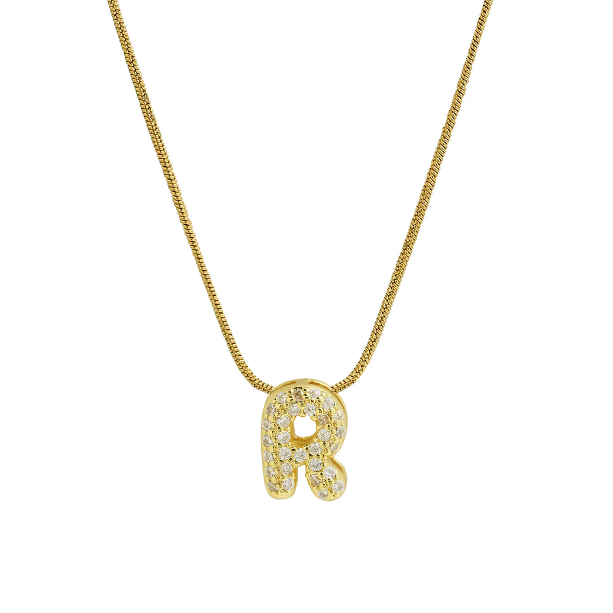 Rhinestone initial letter pendant necklace for women