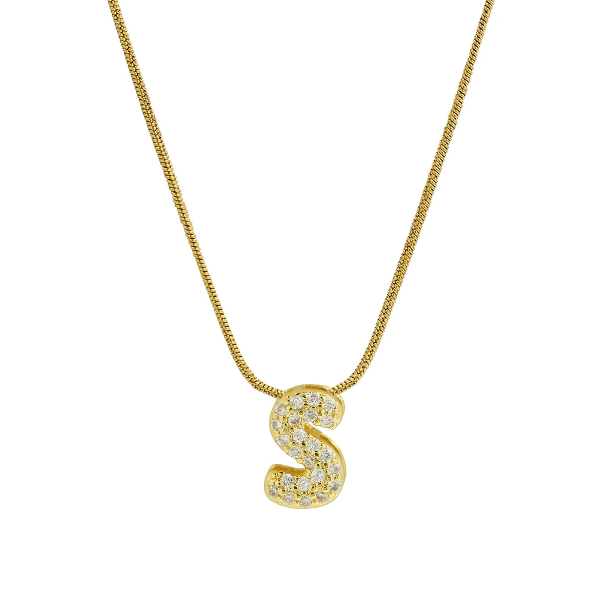 Rhinestone initial letter pendant necklace for women