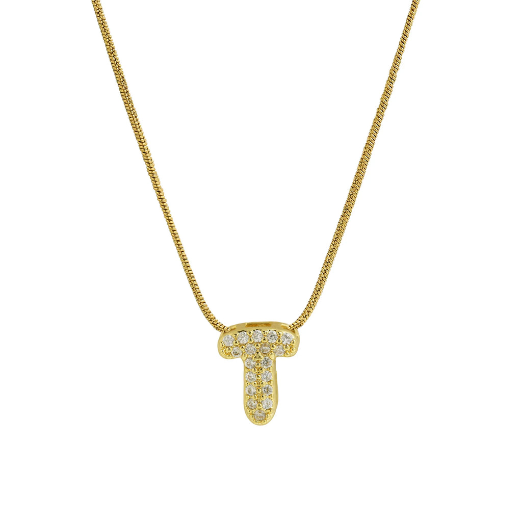 Rhinestone initial letter pendant necklace for women