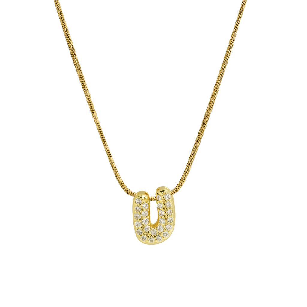 Rhinestone initial letter pendant necklace for women