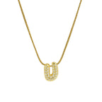 Rhinestone initial letter pendant necklace for women