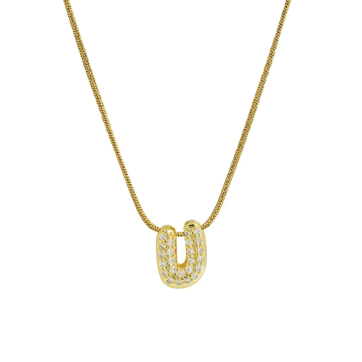 Rhinestone initial letter pendant necklace for women