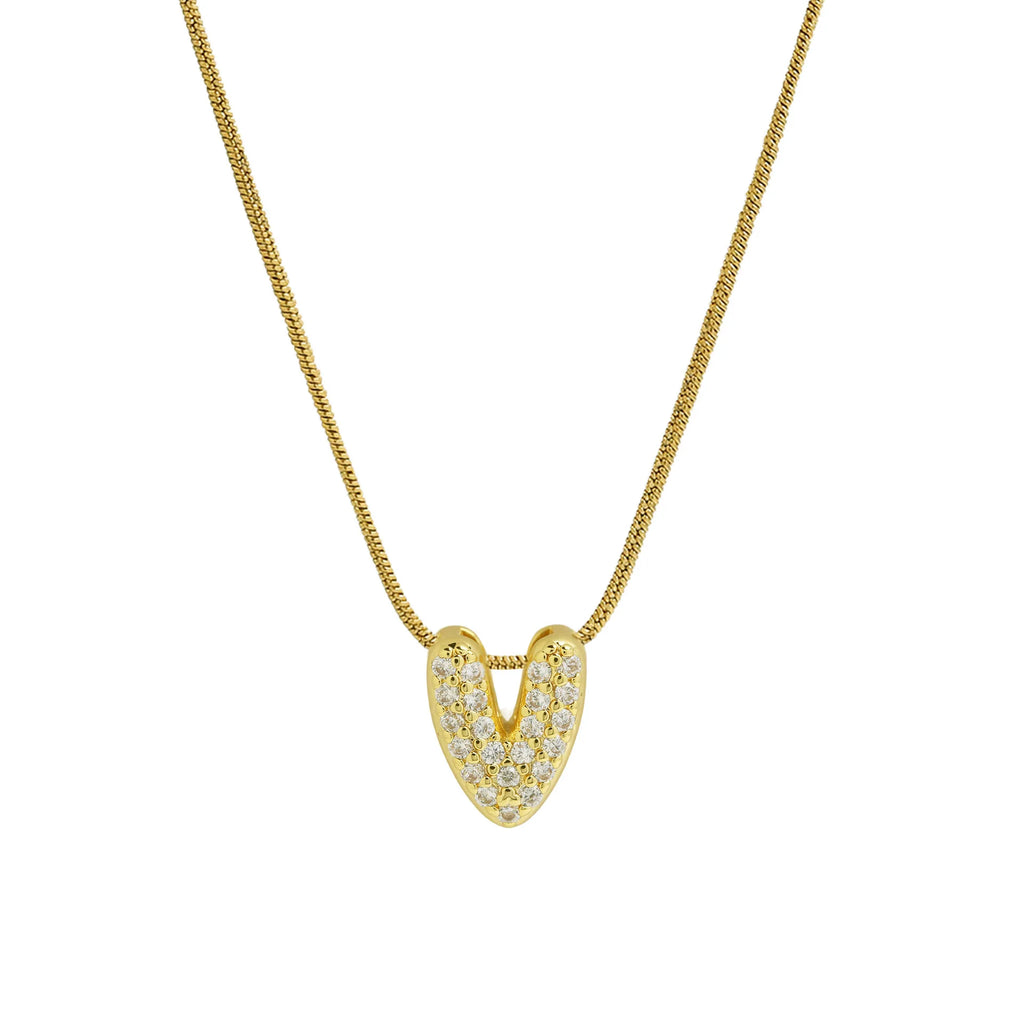 Rhinestone initial letter pendant necklace for women