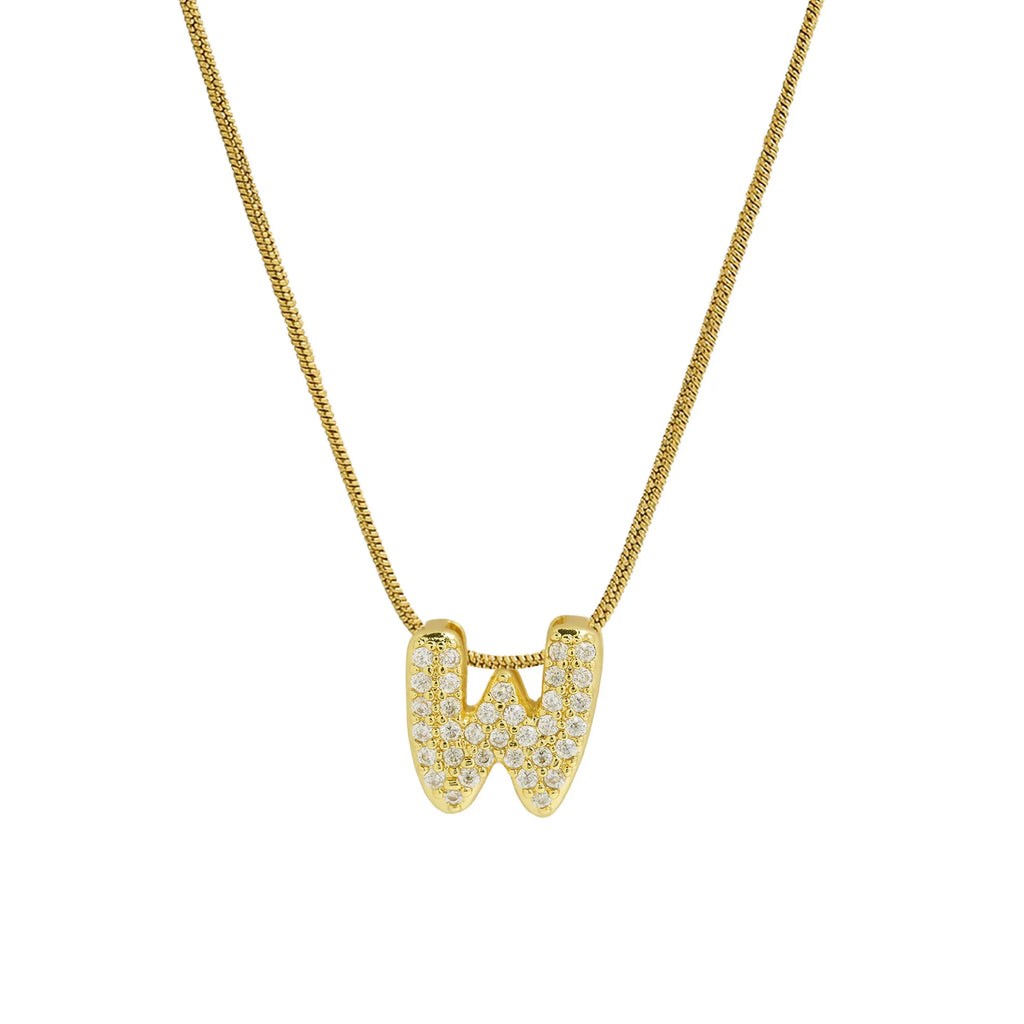 Rhinestone initial letter pendant necklace for women