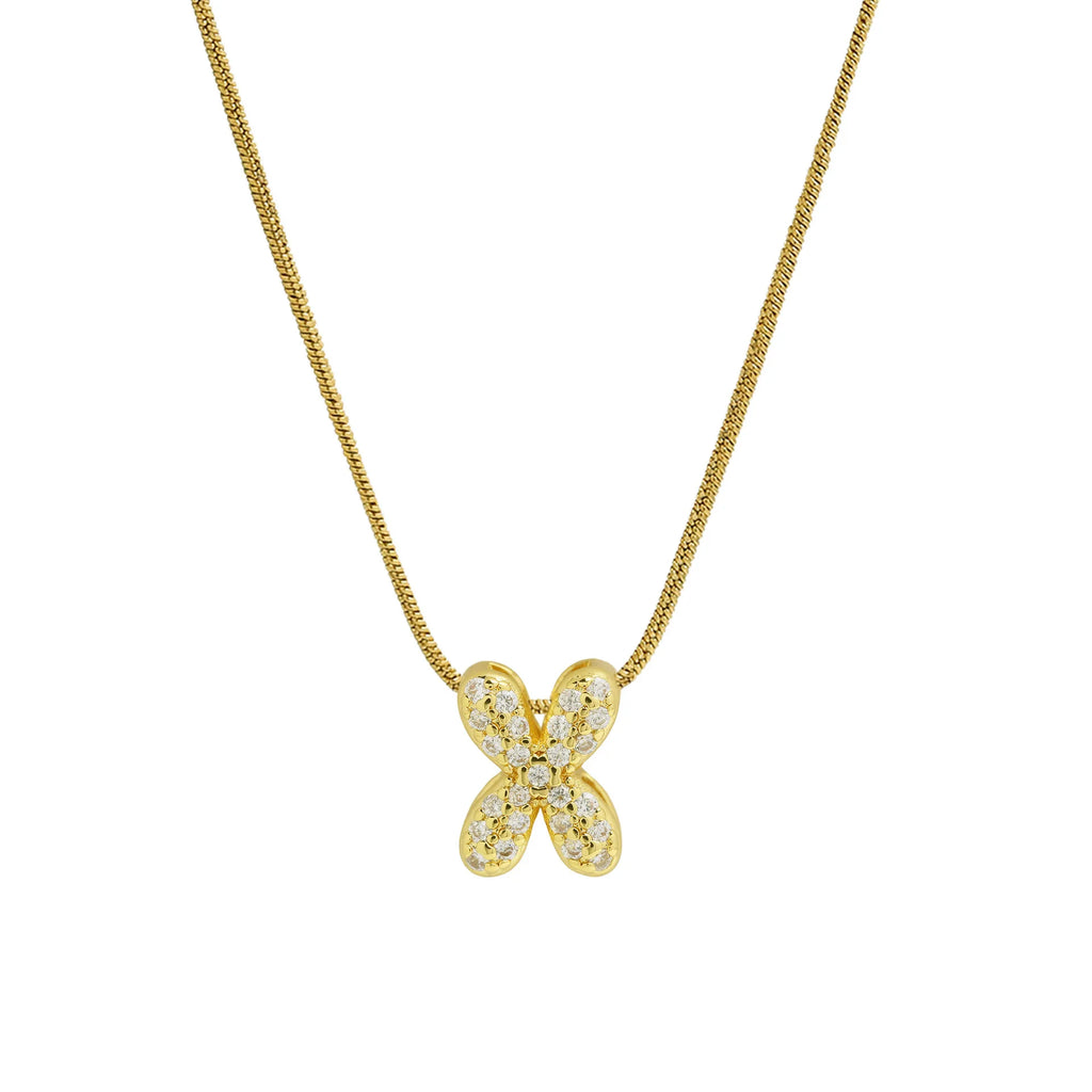 Rhinestone initial letter pendant necklace for women