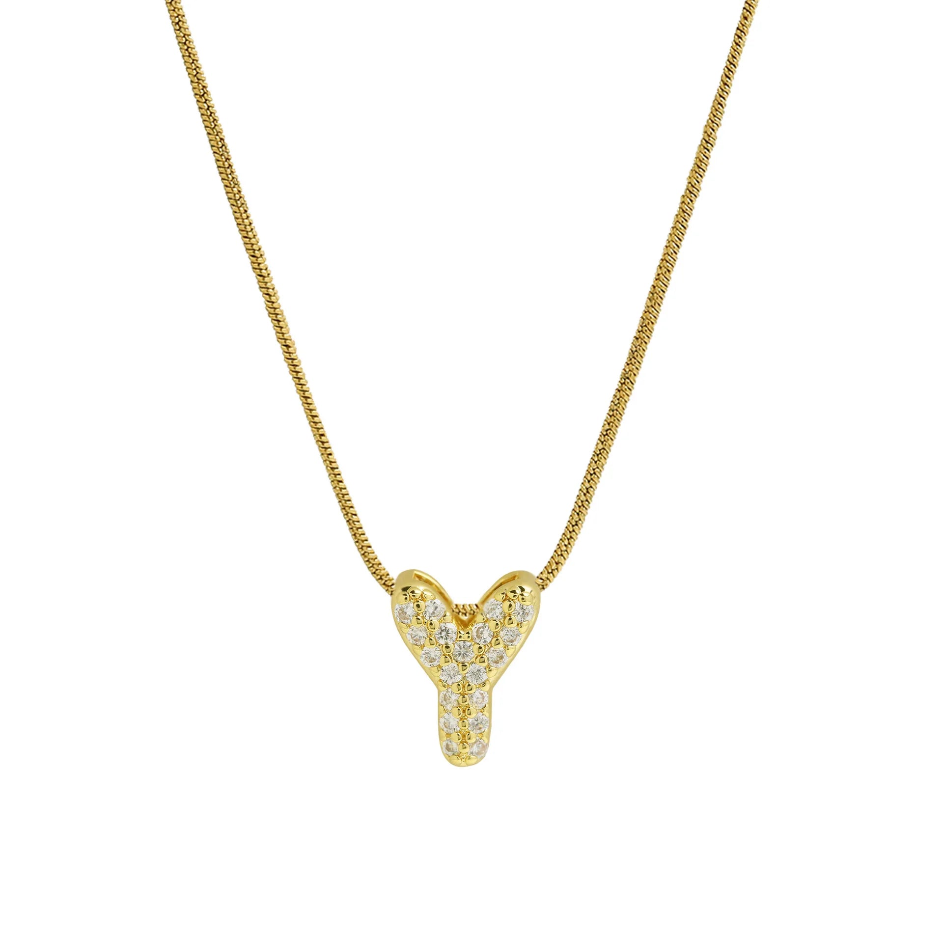Collier avec pendentif initiale en strass y