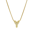 Rhinestone initial letter pendant necklace for women