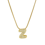 Rhinestone initial letter pendant necklace for women