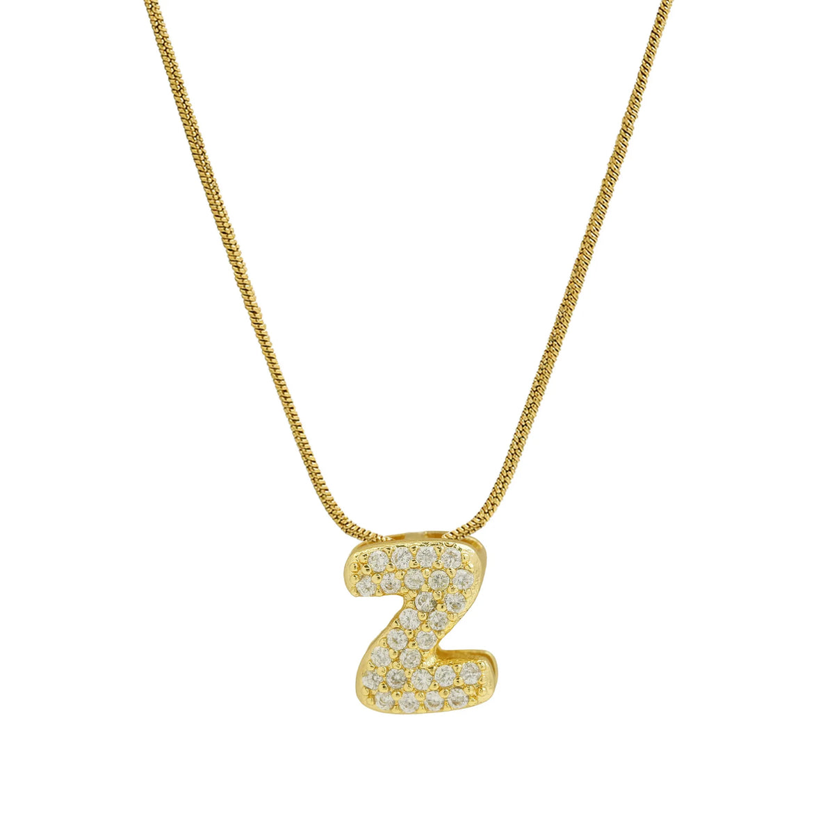 Rhinestone initial letter pendant necklace for women