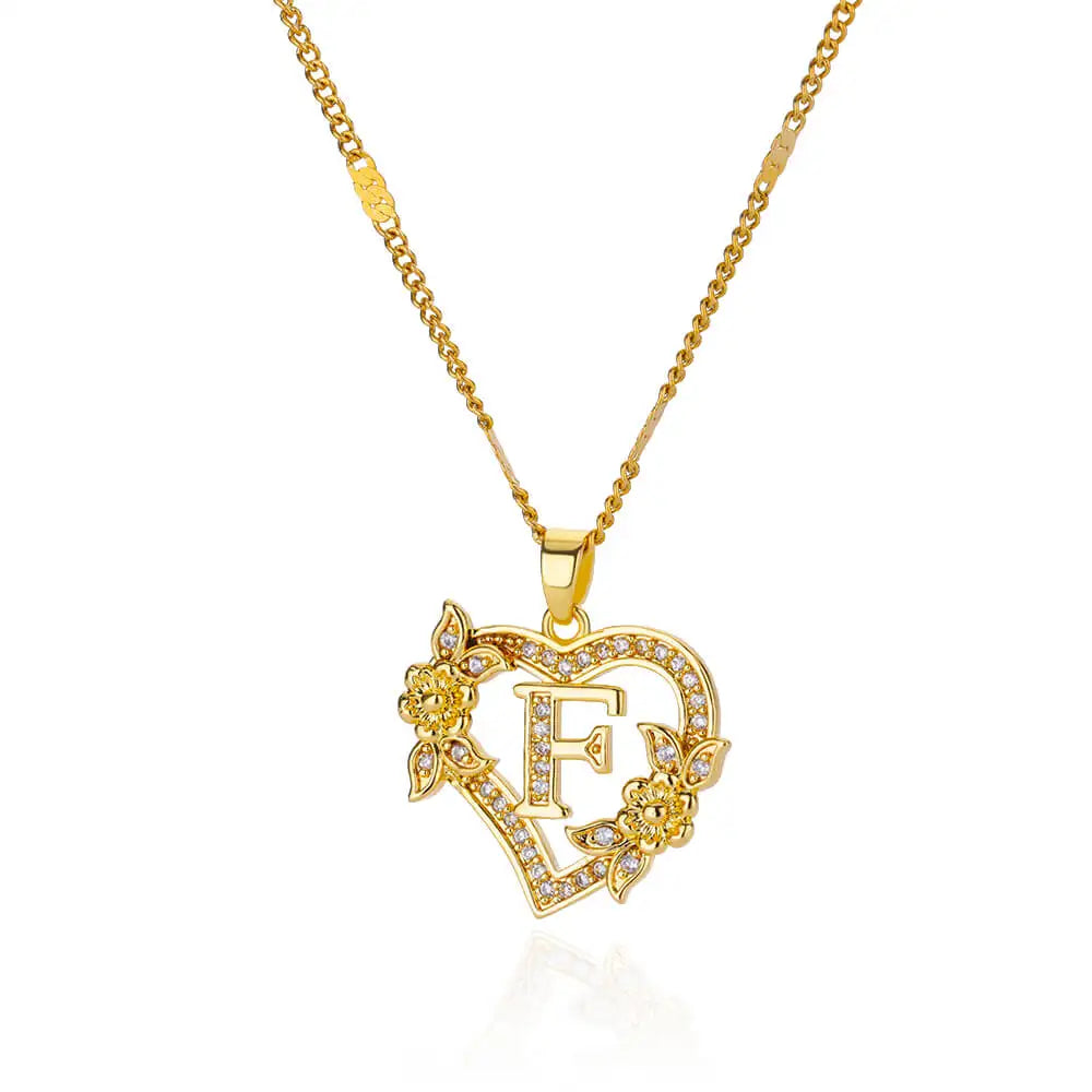 Necklace with initial letter and heart pendant