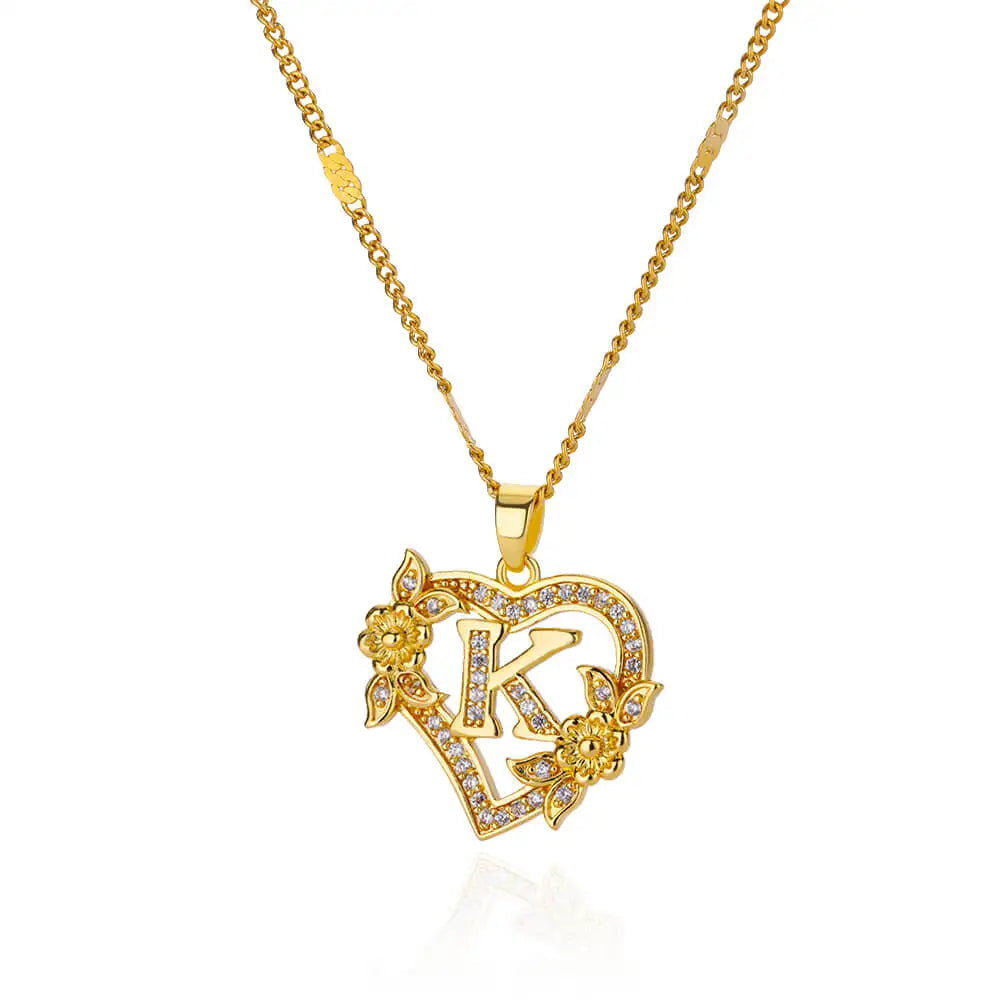 Necklace with initial letter and heart pendant