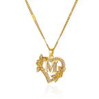 Necklace with initial letter and heart pendant