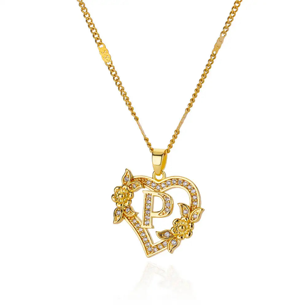 Necklace with initial letter and heart pendant