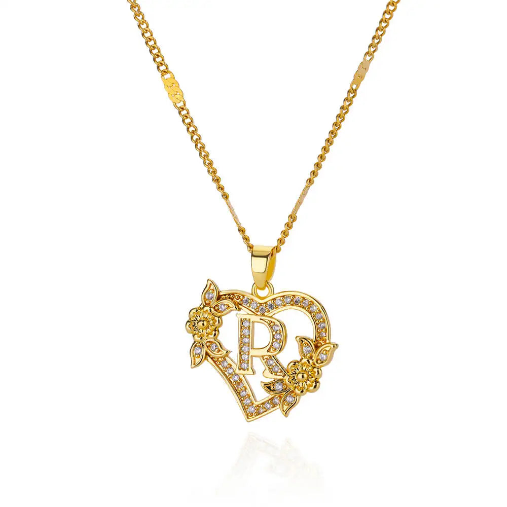 Necklace with initial letter and heart pendant