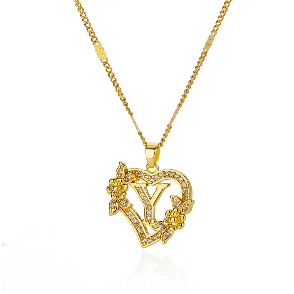 Necklace with initial letter and heart pendant
