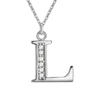 Necklace with initial letter pendant and rhinestones
