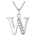 Necklace with initial letter pendant and rhinestones